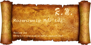 Rozenzweig Máté névjegykártya